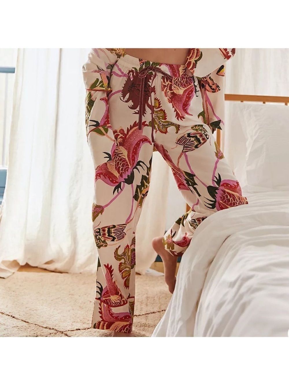 Anthropologie XXS Raphael Balme Flannel Sleep Pants Pink Combo Floral